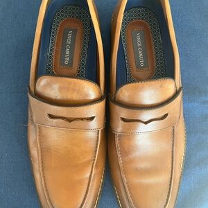 Vince Camuto Men's Brown Leather Penny Loafer slip on Dress Shoe